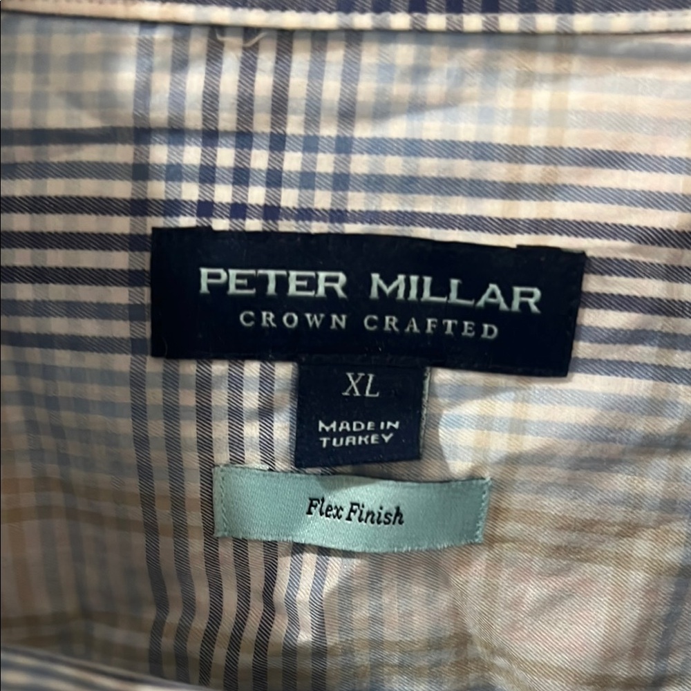 Peter Millar Blue and White Casual Button Down Shirt - Picture 2 of 2